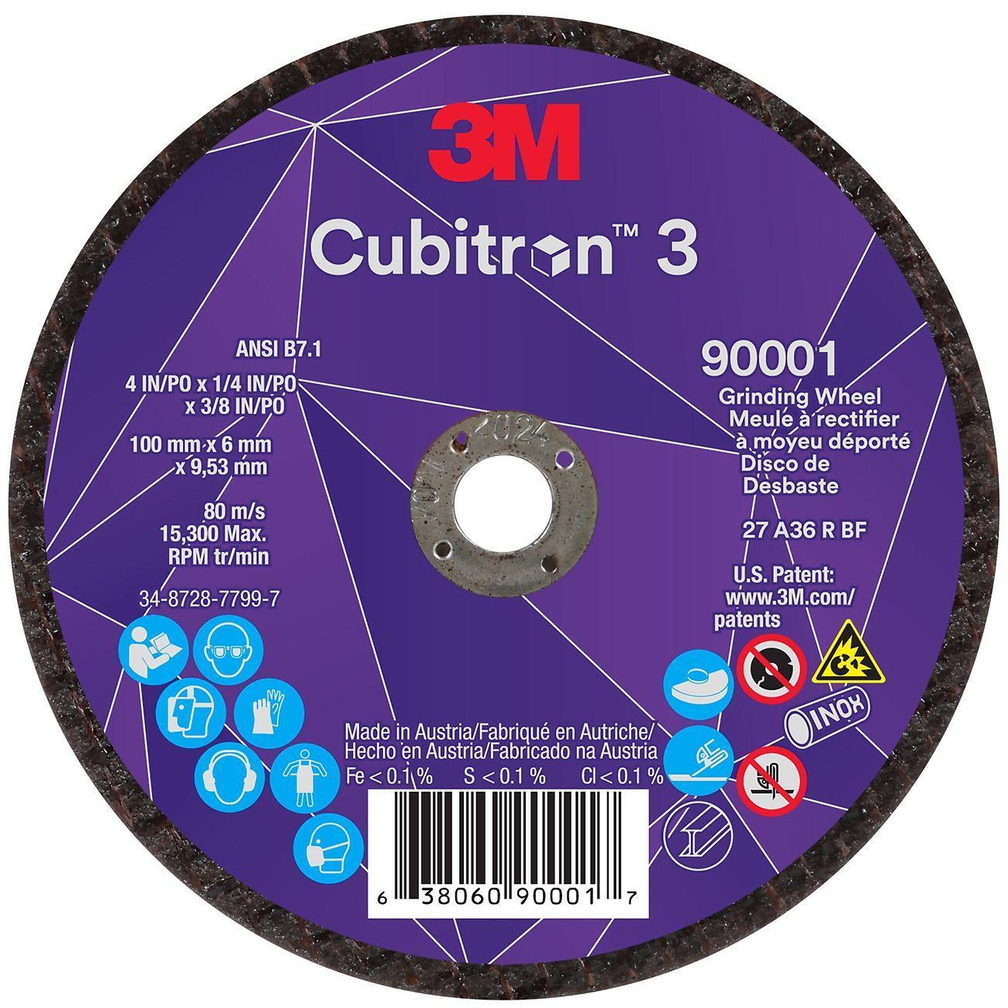 3M, Depressed Center Grind Wheel 4in. Arbor: 3/8 20pk, Wheel Diameter 4 in, Arbor Size 3/8 Wheels (qty.) 20 Model# MMM3806090001